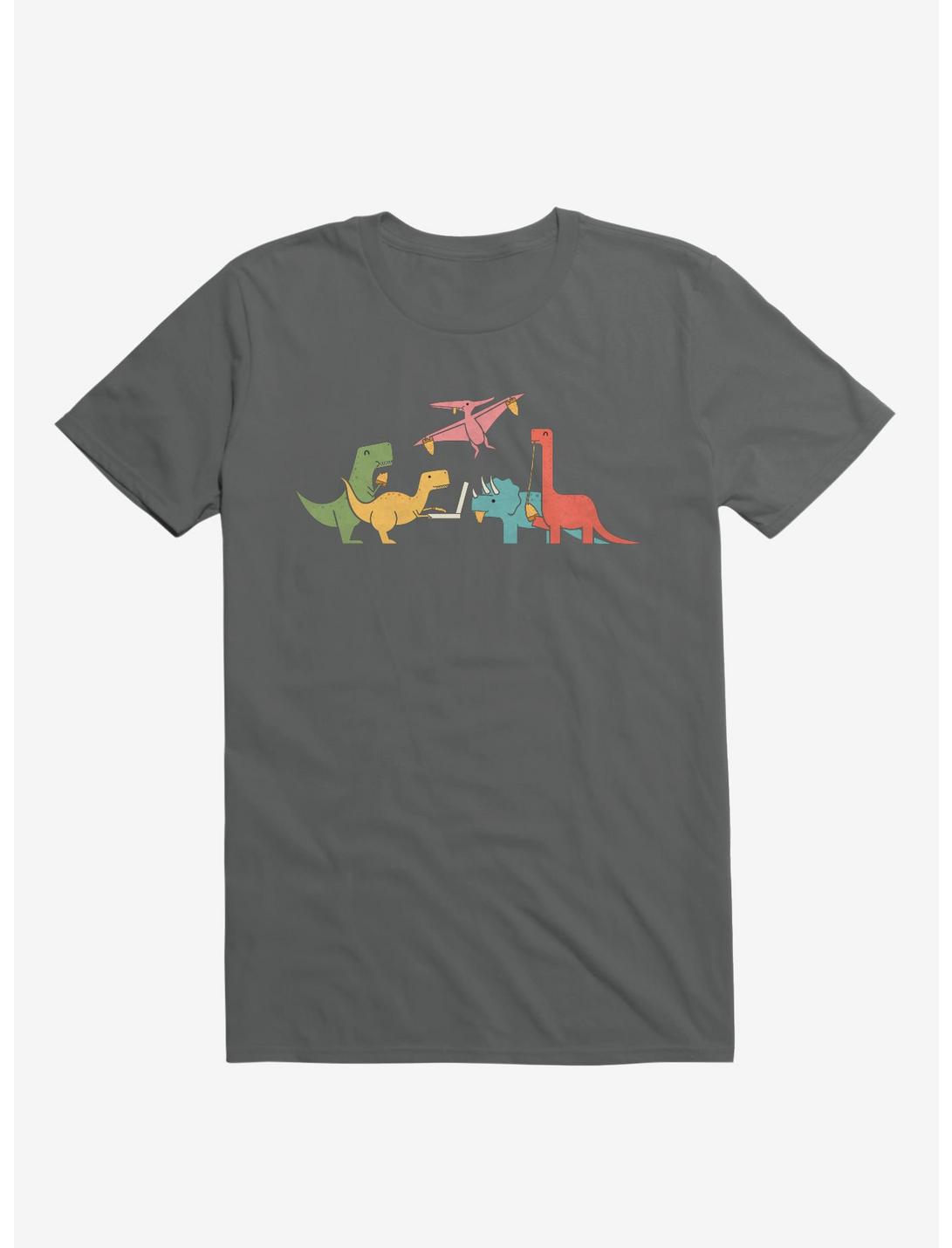 Dinos Eating Pizza Charcoal Grey T-Shirt