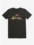 Dinos Eating Pizza Black T-Shirt