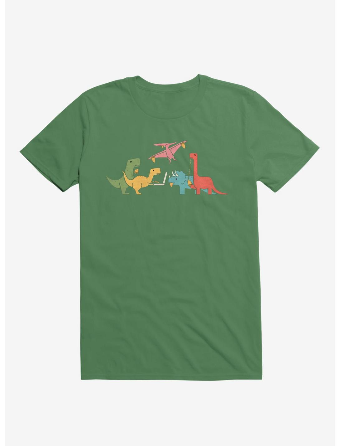 Dinos Eating Pizza Irish Green T-Shirt