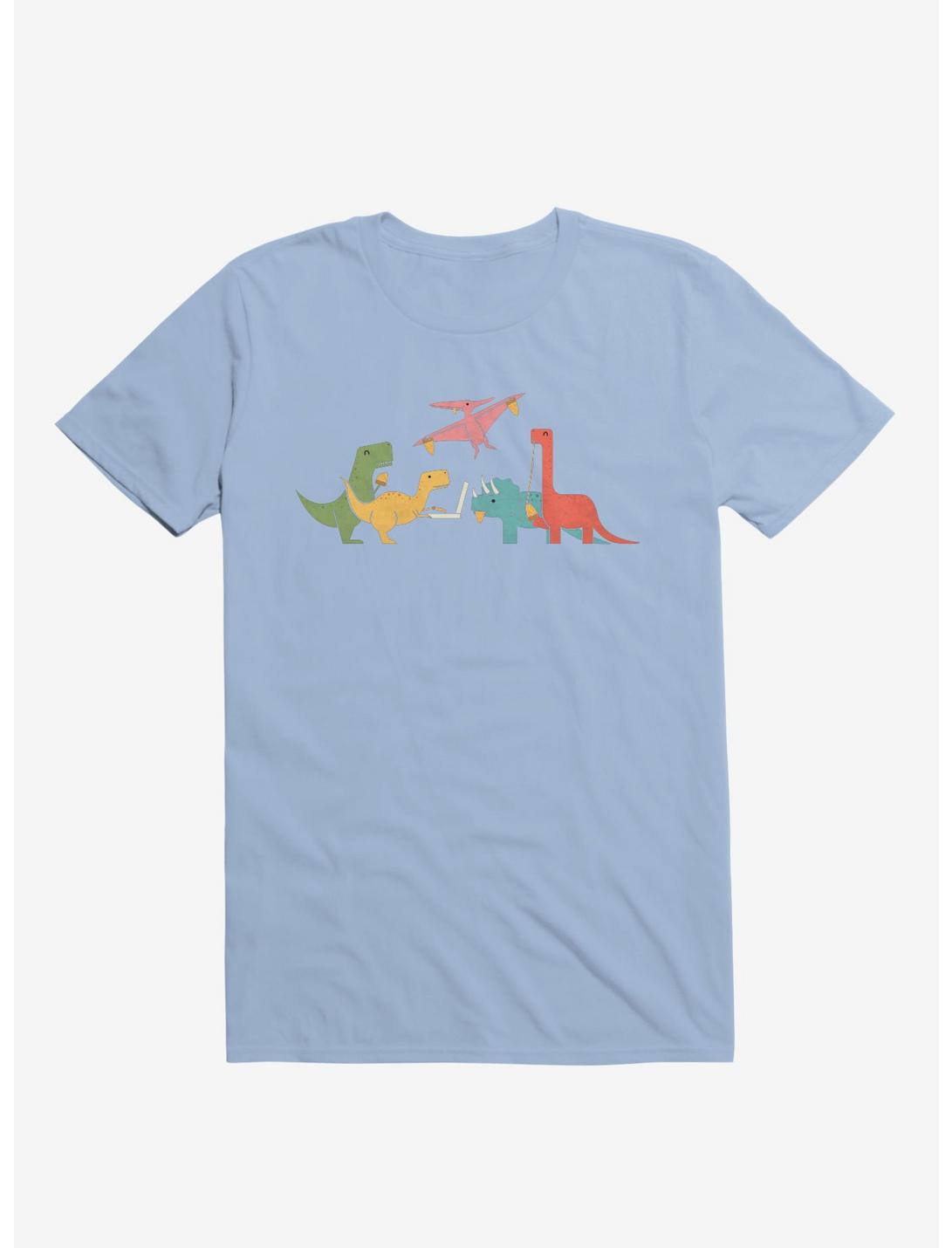 Dinos Eating Pizza Light Blue T-Shirt