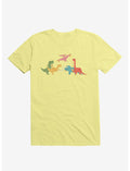 Dinos Eating Pizza Corn Silk Yellow T-Shirt