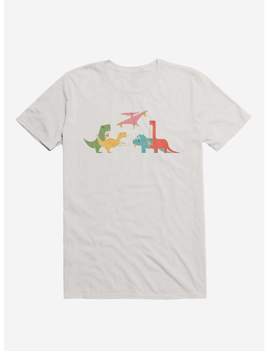 Dinos Eating Pizza White T-Shirt