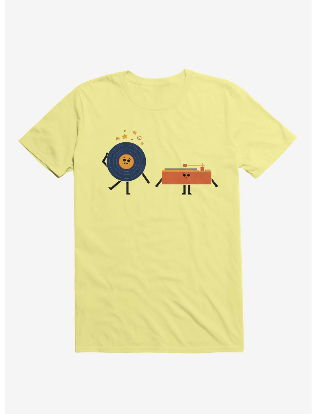 Dizzy Record With Record Player Corn Silk Yellow T-Shirt