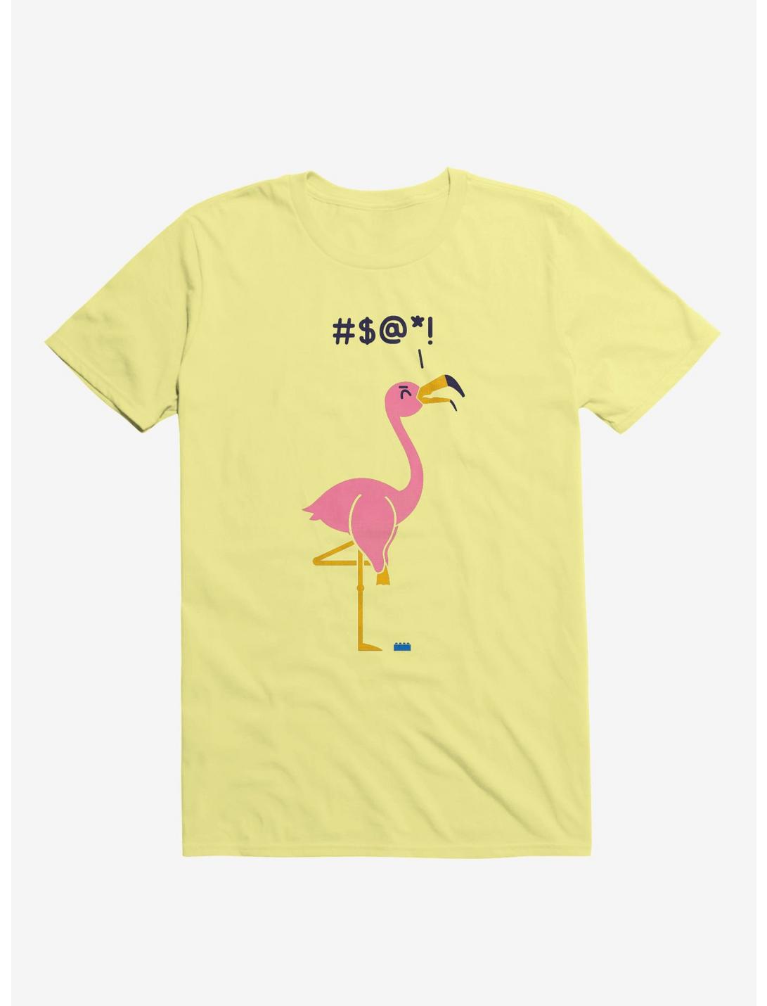 Ouch! Flamingo Corn Silk Yellow T-Shirt