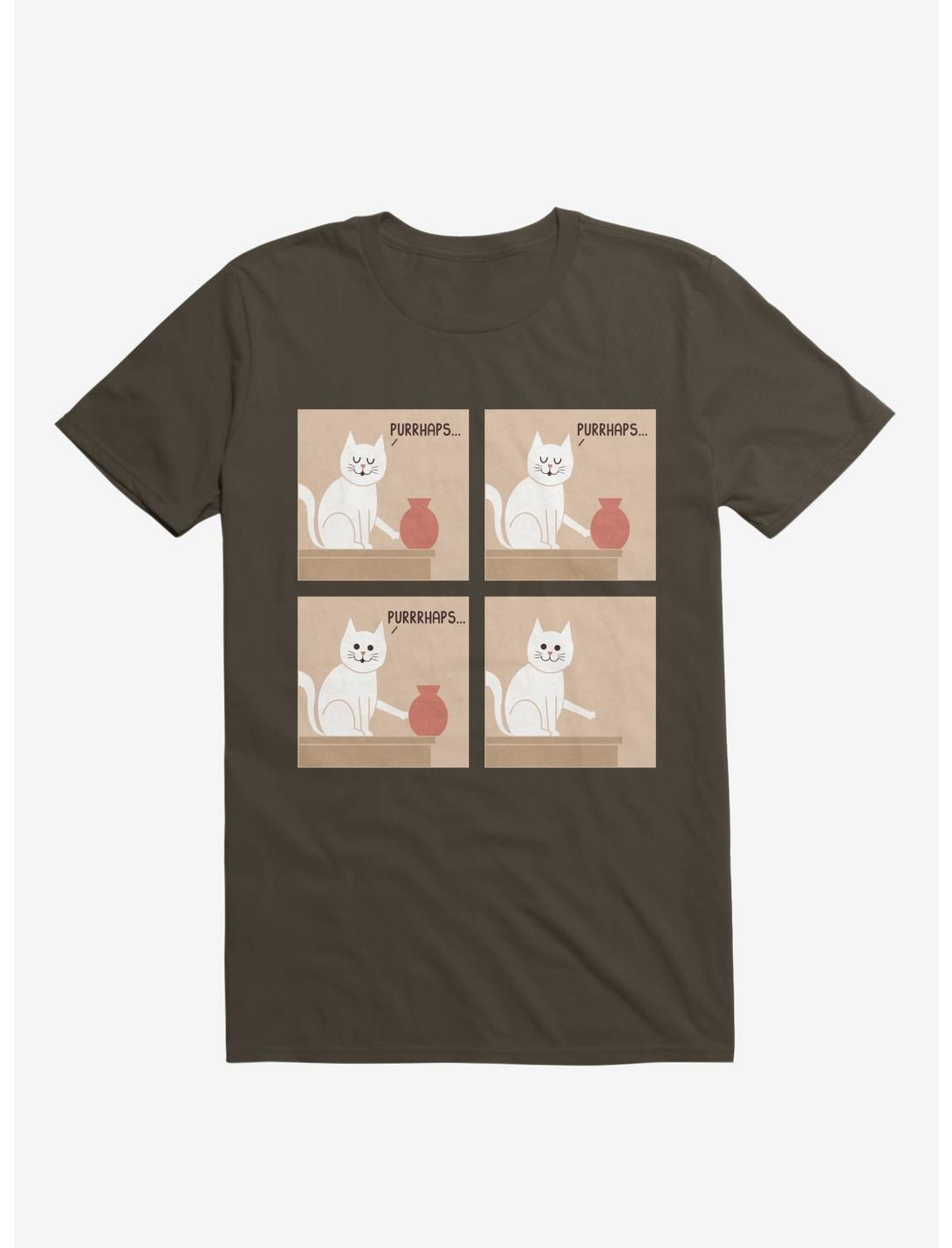 Purrhaps... Mischievous Cat Brown T-Shirt