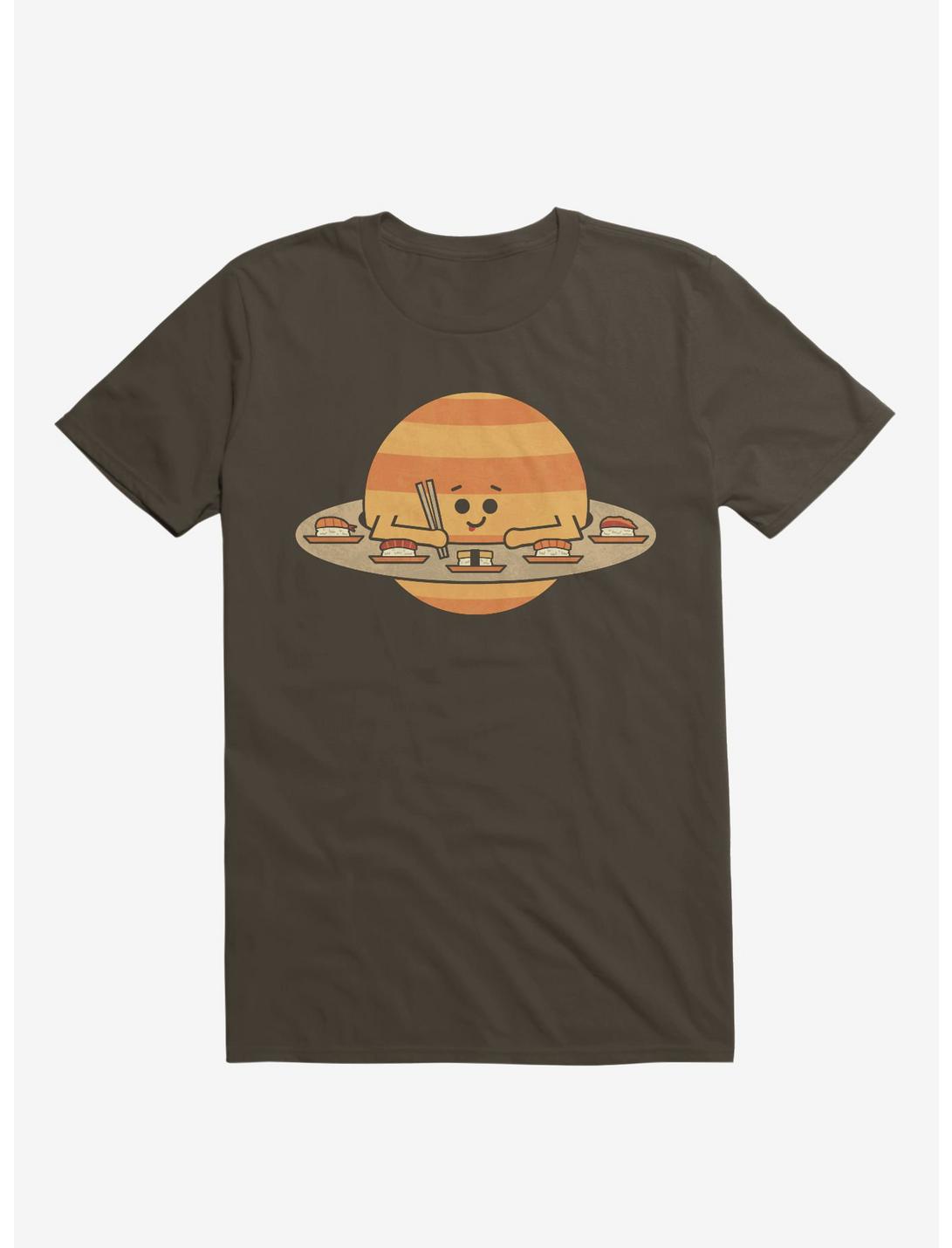 Saturn Eating Sushi Brown T-Shirt