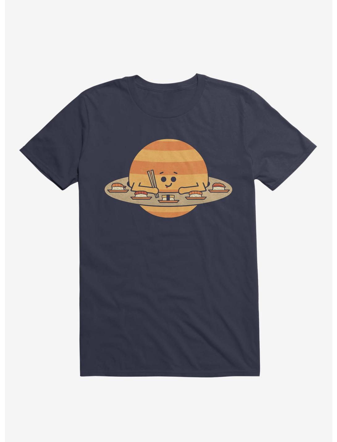 Saturn Eating Sushi Navy Blue T-Shirt