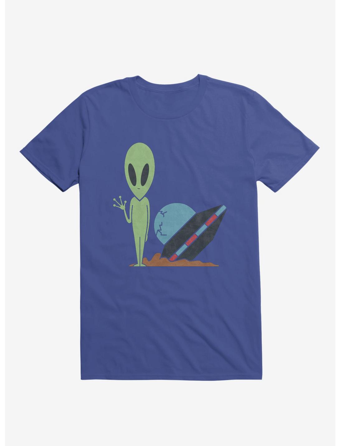 Alien UFO Crash Royal Blue T-Shirt