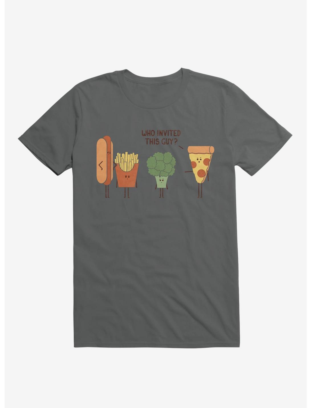 Broccoli Junk Food Party Crasher Charcoal Grey T-Shirt