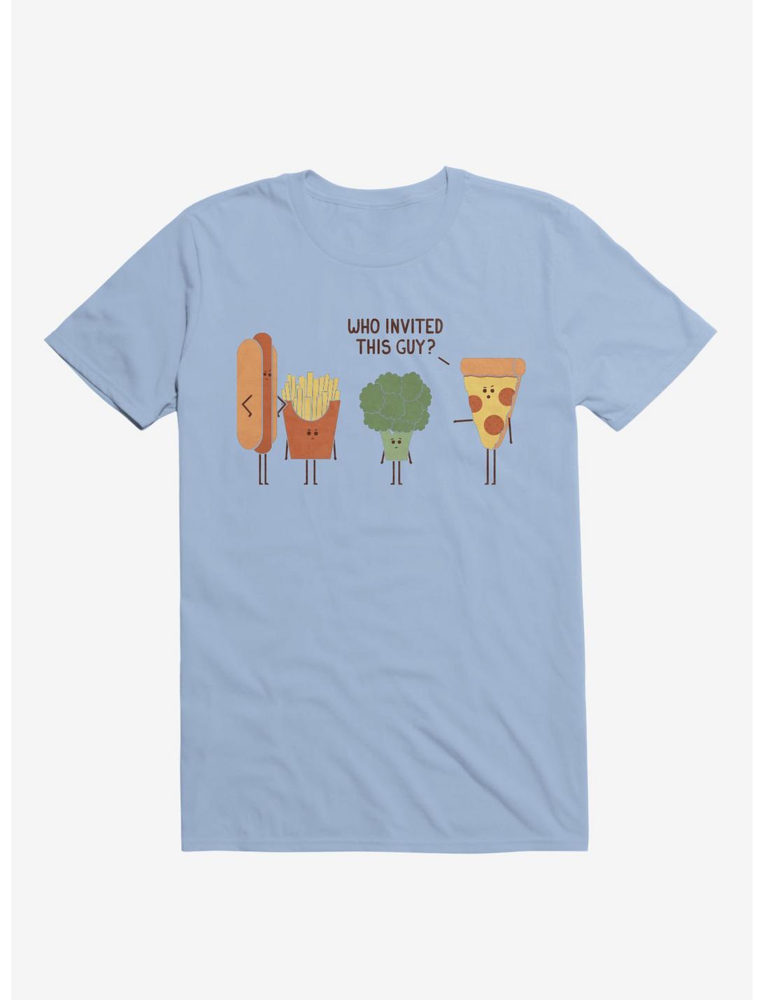 Broccoli Junk Food Party Crasher Light Blue T-Shirt