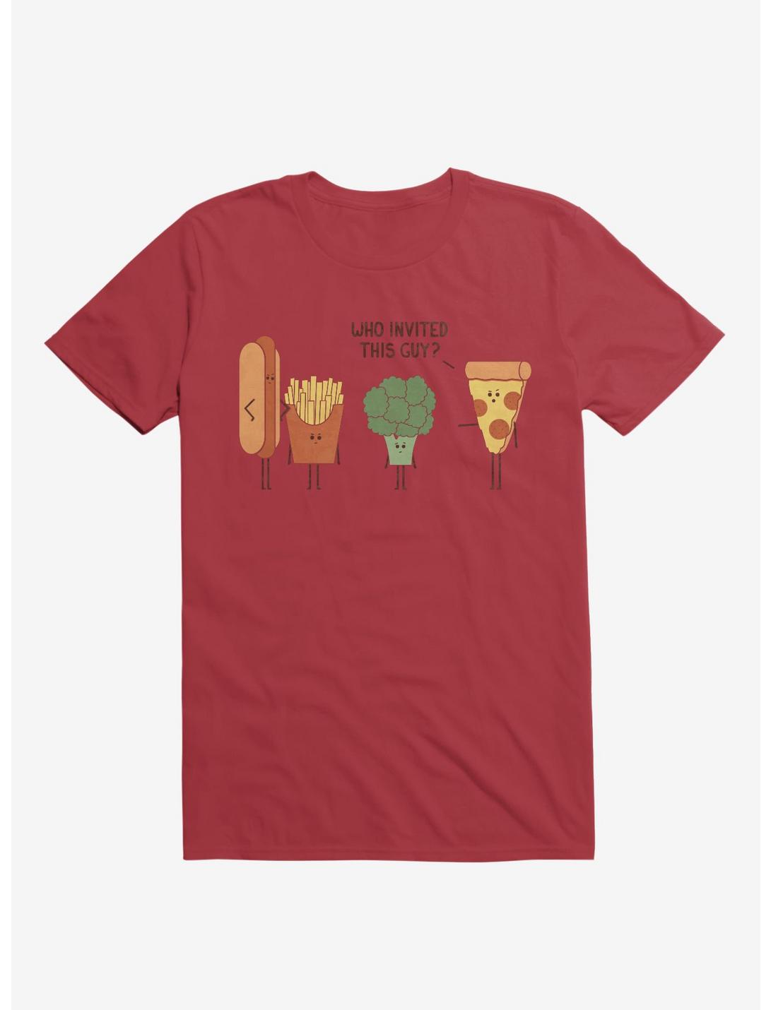 Broccoli Junk Food Party Crasher Red T-Shirt