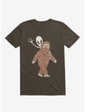 Alien And Sasquatch Piggyback Brown T-Shirt