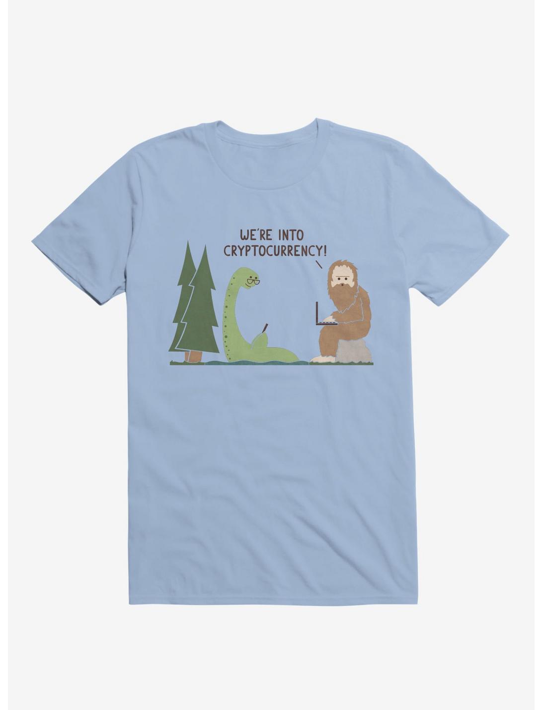 We're Into Cryptocurrency! Mythical Creatures Light Blue T-Shirt