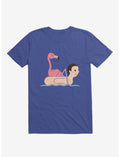 Flamingo On Human Floatie Royal Blue T-Shirt