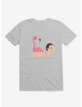 Flamingo On Human Floatie Ice Grey T-Shirt