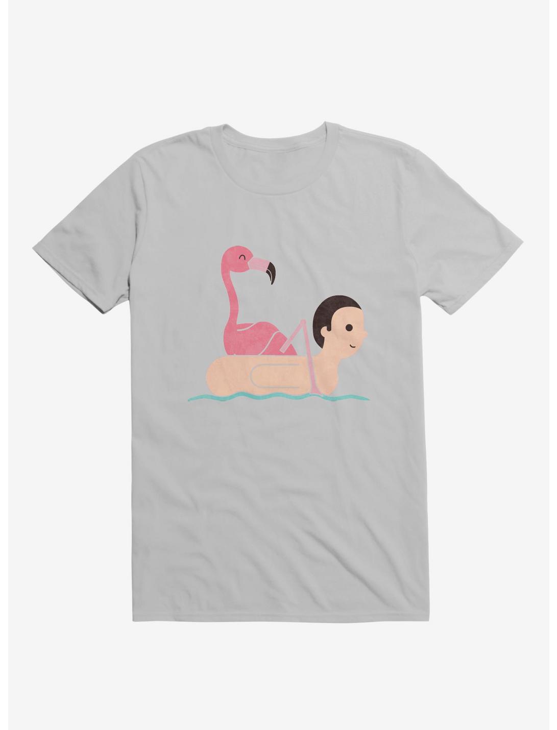Flamingo On Human Floatie Ice Grey T-Shirt