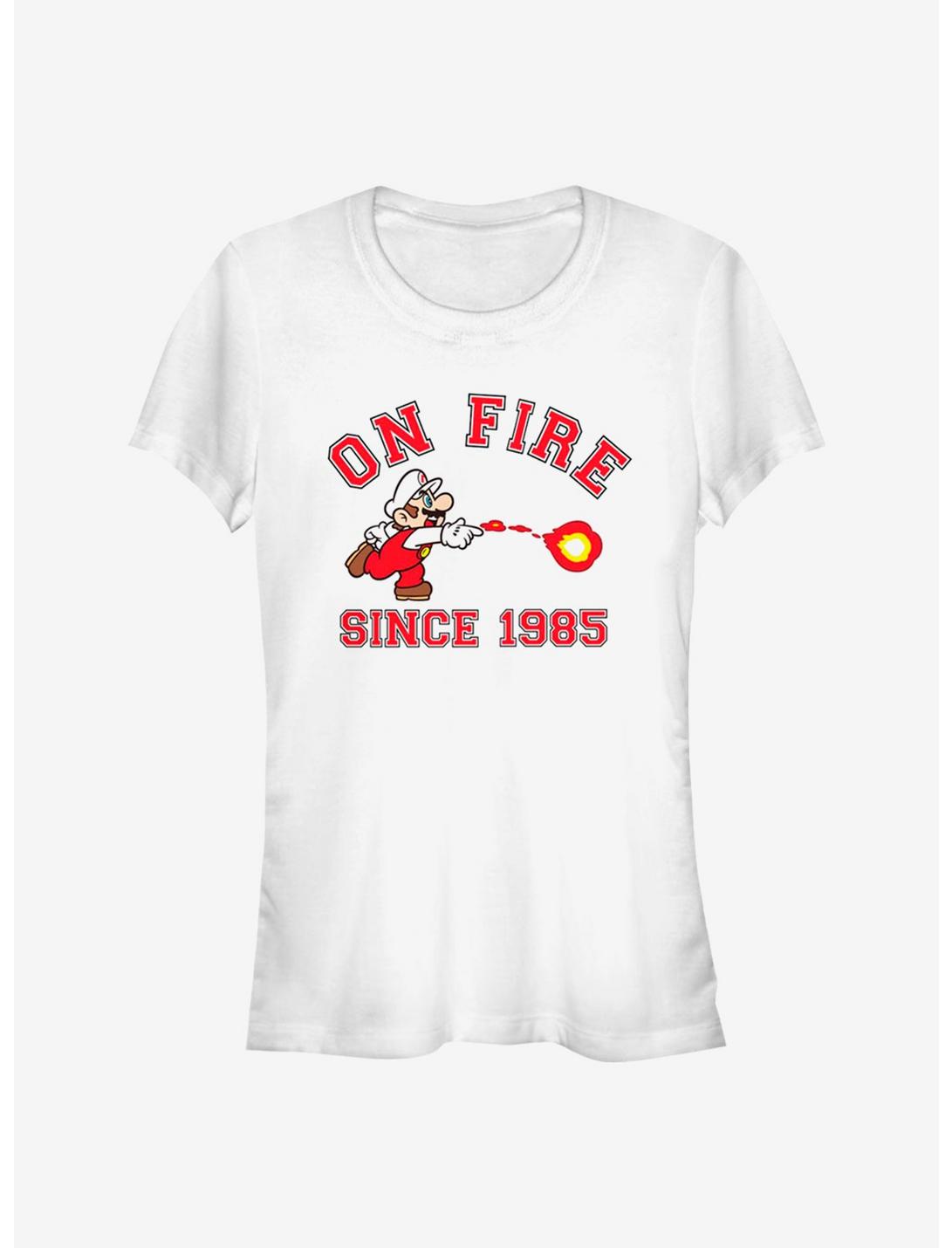 Super Mario On Fire Girls T-Shirt