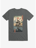Turtle Stream Kame Kame Ukiyo-e Charcoal Grey T-Shirt