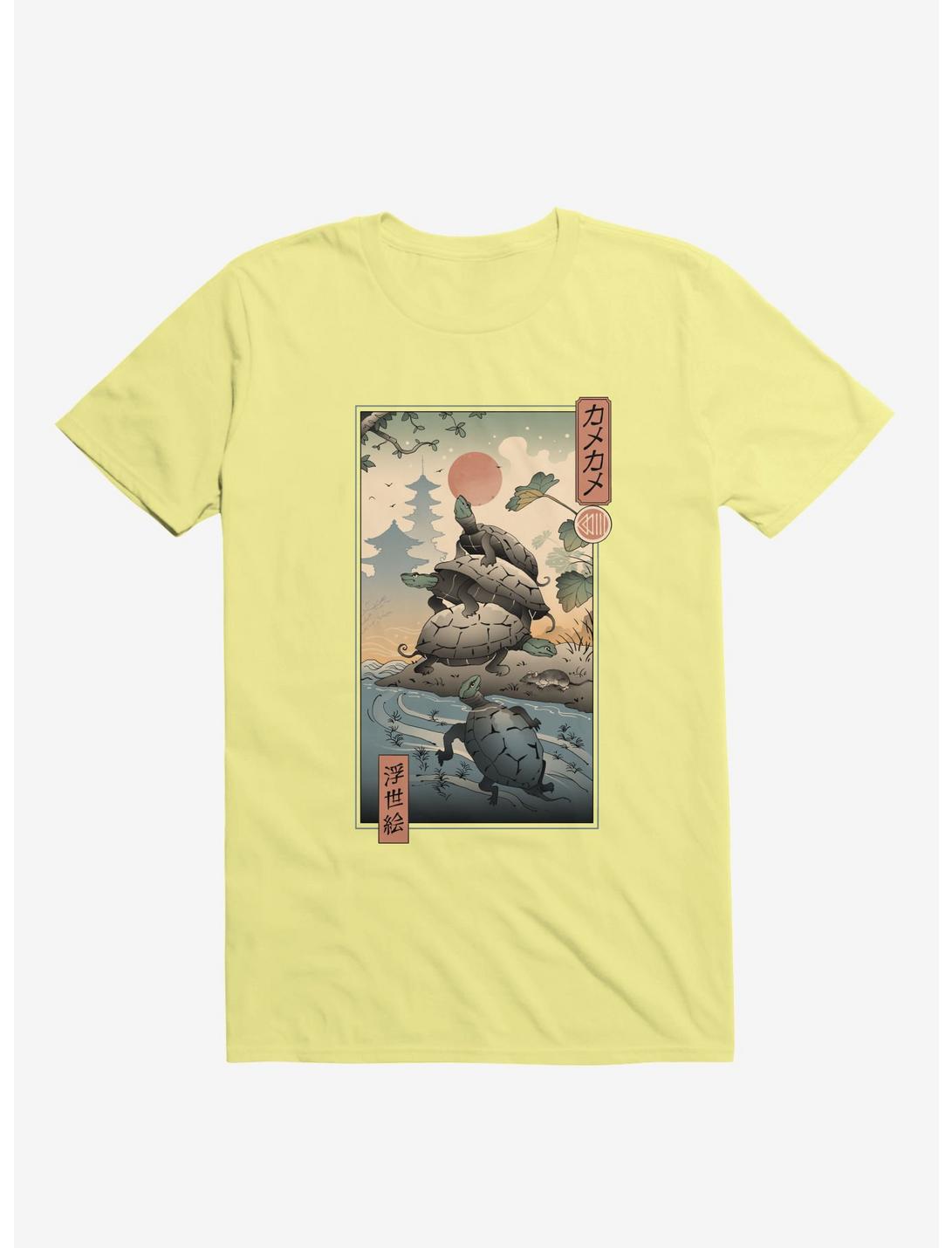 Turtle Stream Kame Kame Ukiyo-e Corn Silk Yellow T-Shirt