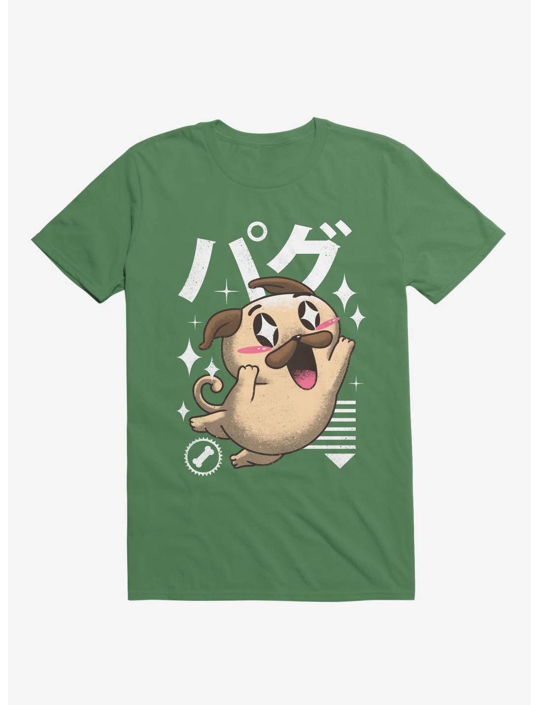 Kawaii Pug Kelly Green T-Shirt