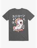 Kawaii Unicorn Charcoal Grey T-Shirt