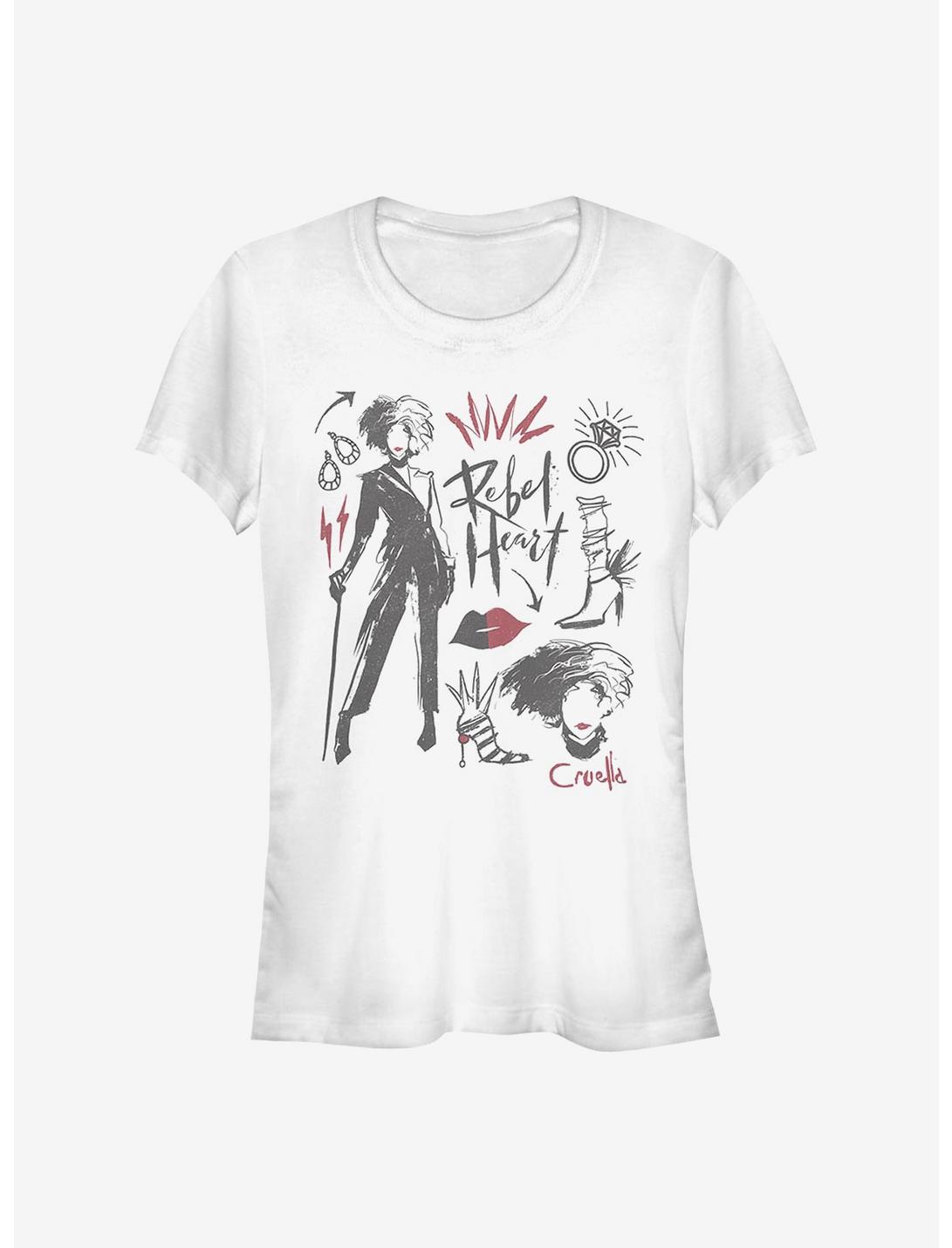 Disney Cruella Fashion Sketches Girls T-Shirt