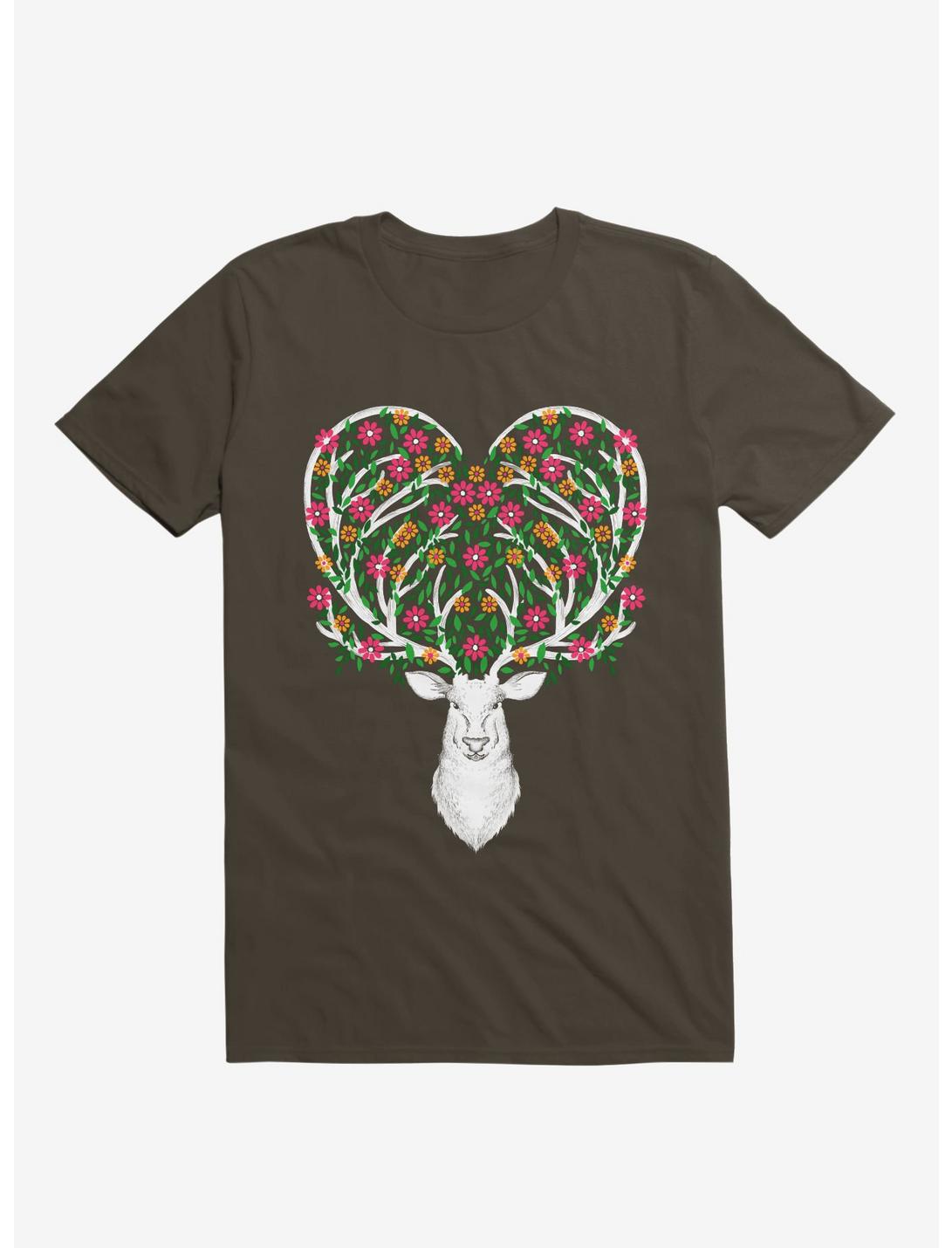 Blooming Deer II Brown T-Shirt
