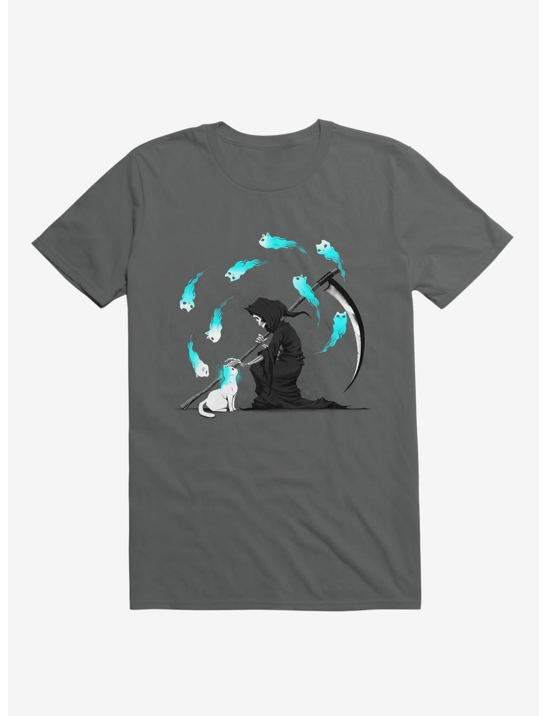 Recharging Death Cat 9 Lives Charcoal Grey T-Shirt