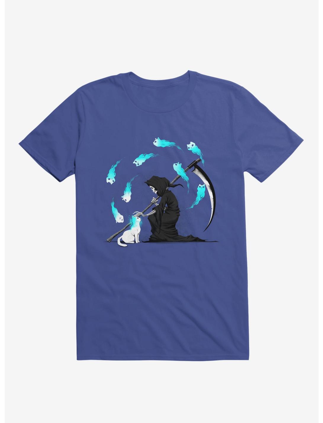Recharging Death Cat 9 Lives Royal Blue T-Shirt