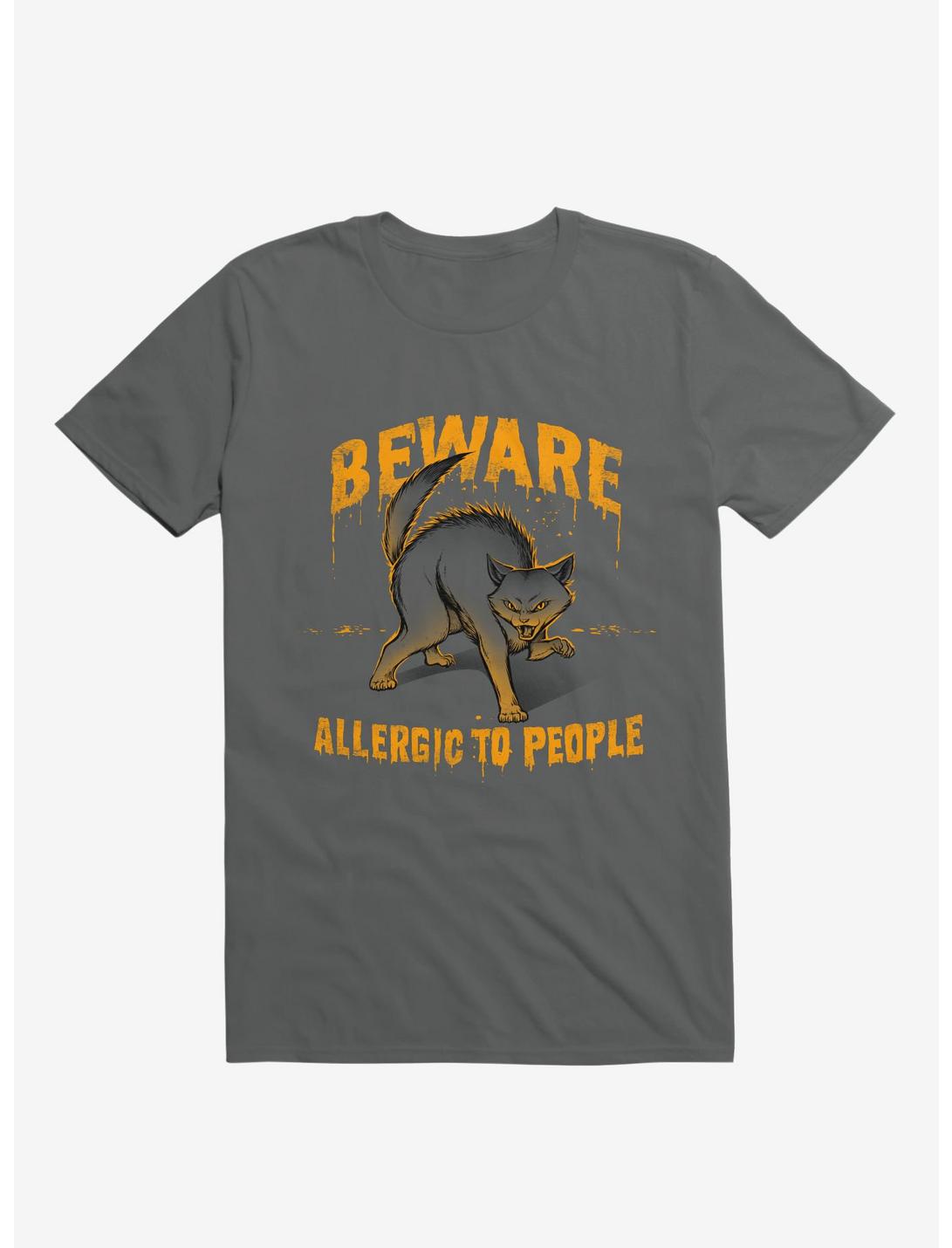 Beware! Allergic To People Cat Charcoal Grey T-Shirt