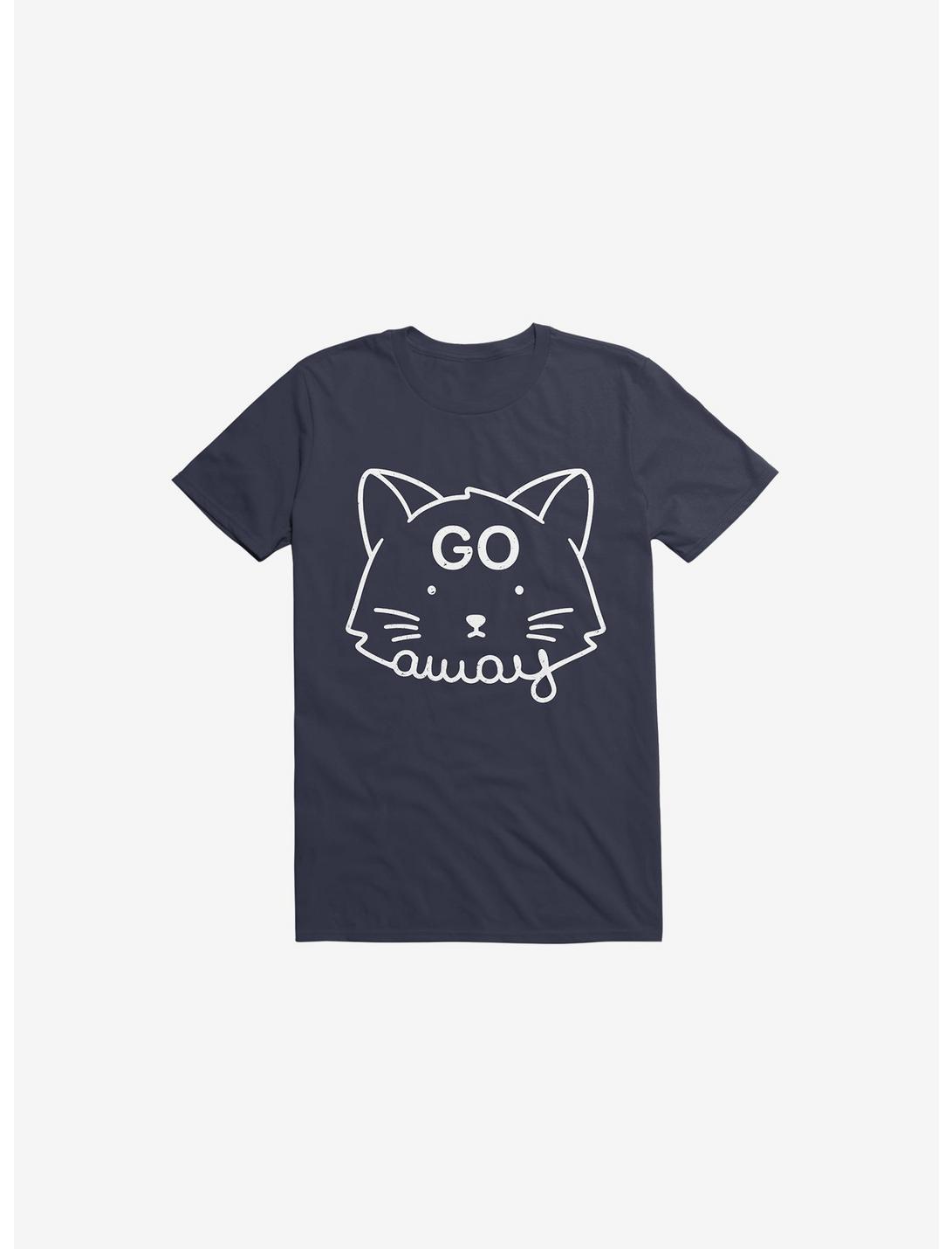 Go Away Cat Navy Blue T-Shirt
