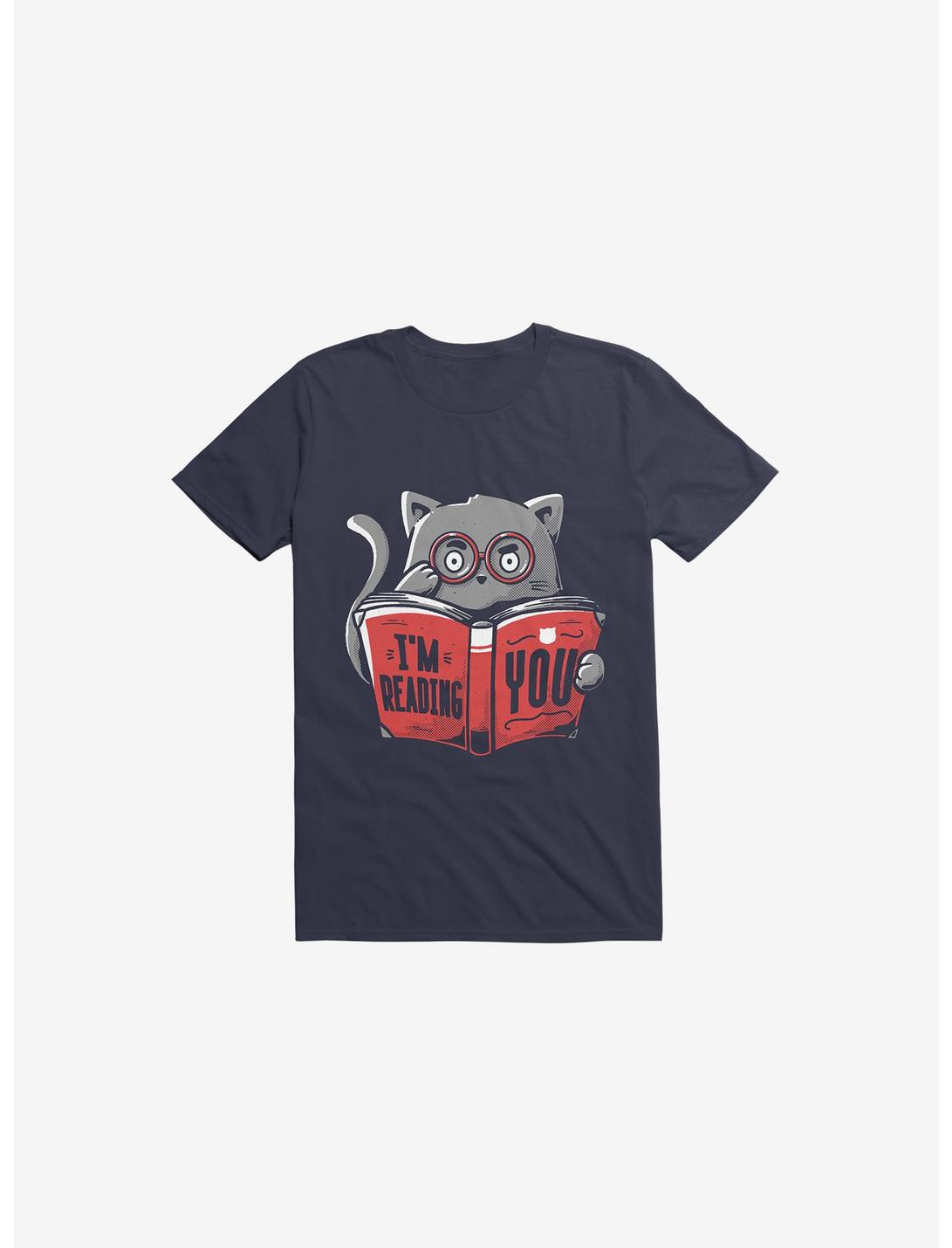 I'm Reading You Cat Navy Blue T-Shirt