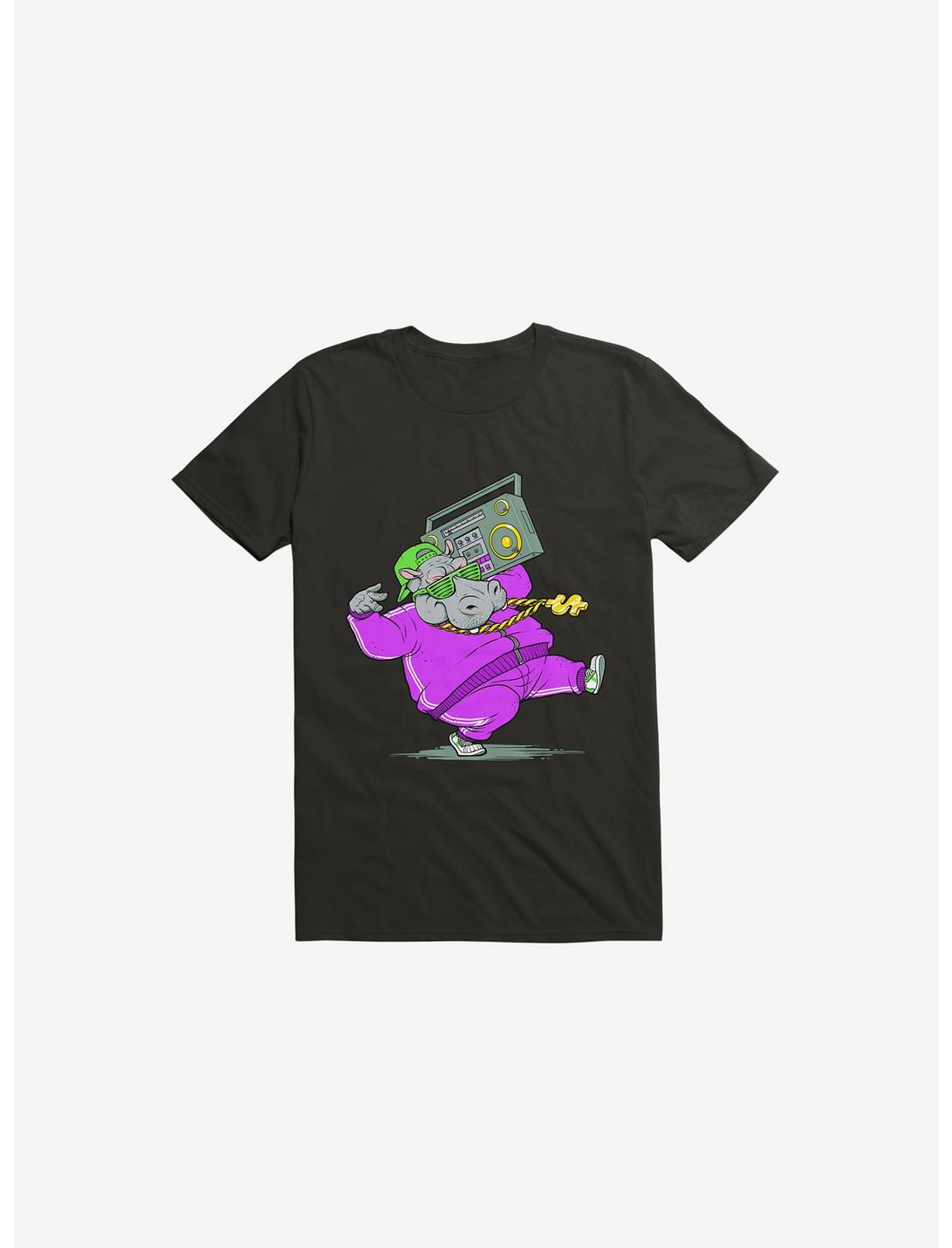 Hip Hop Hippo Black T-Shirt