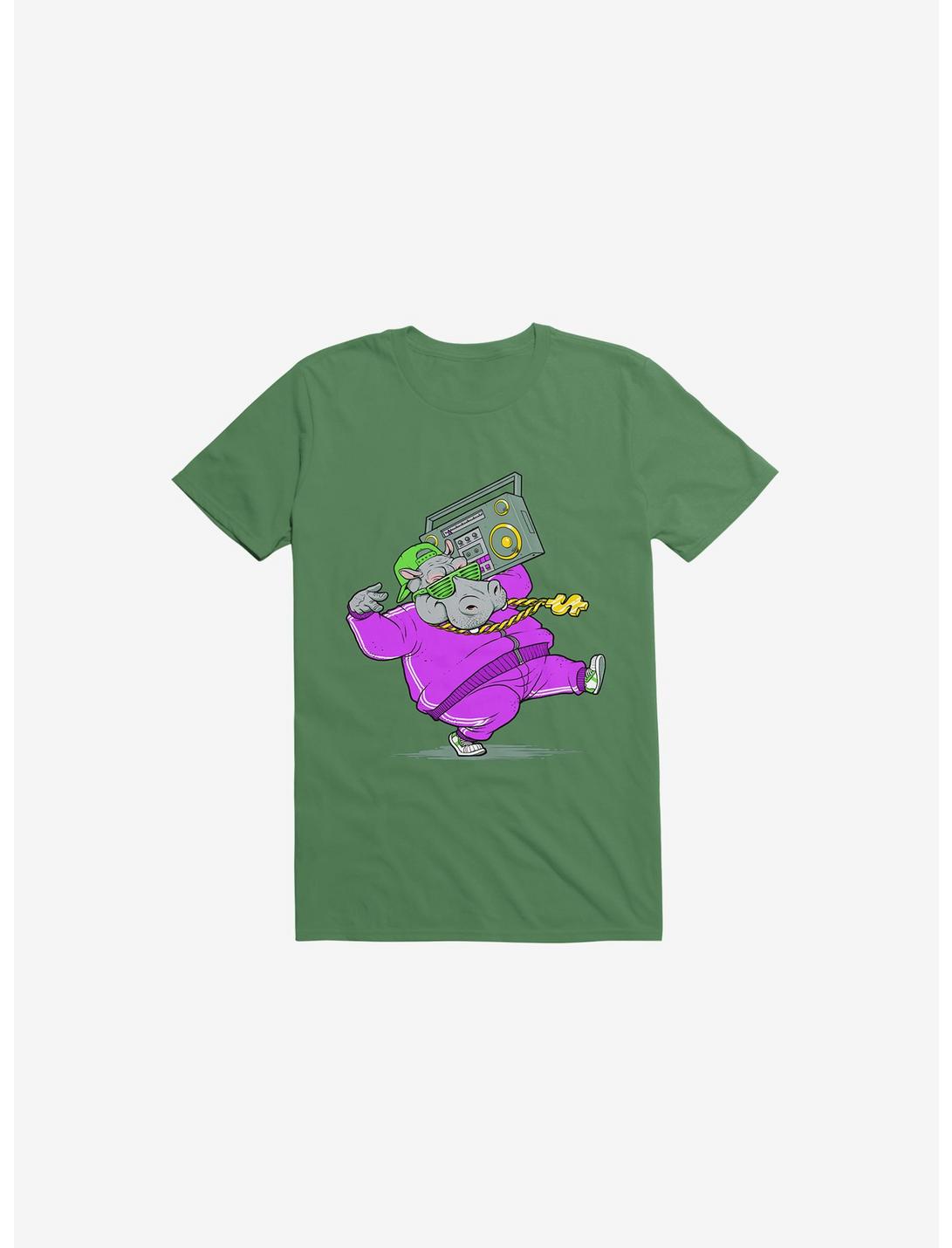 Hip Hop Hippo Kelly Green T-Shirt