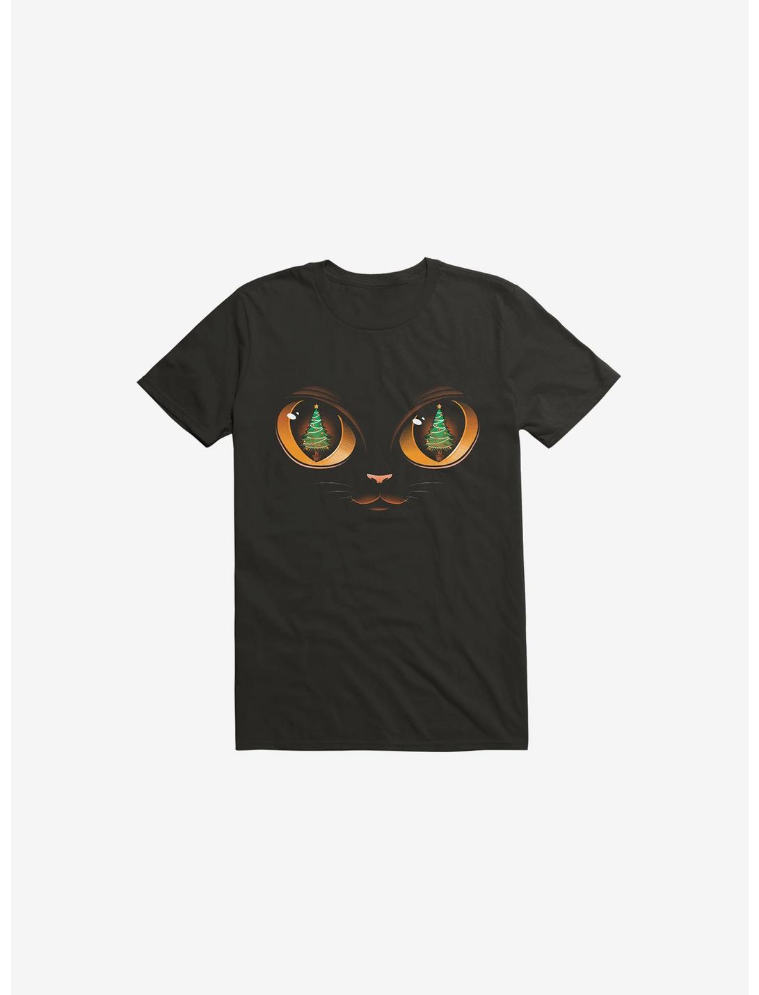 Xmas Cat Attack Black T-Shirt