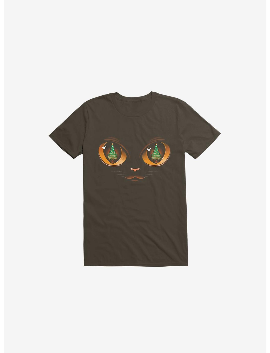 Xmas Cat Attack Brown T-Shirt