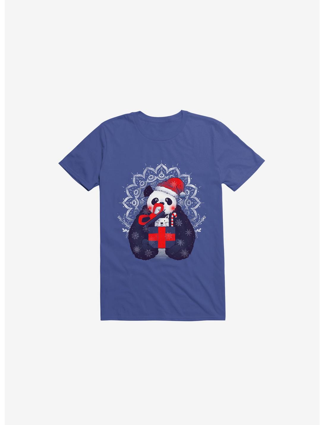 Xmas Panda Royal Blue T-Shirt