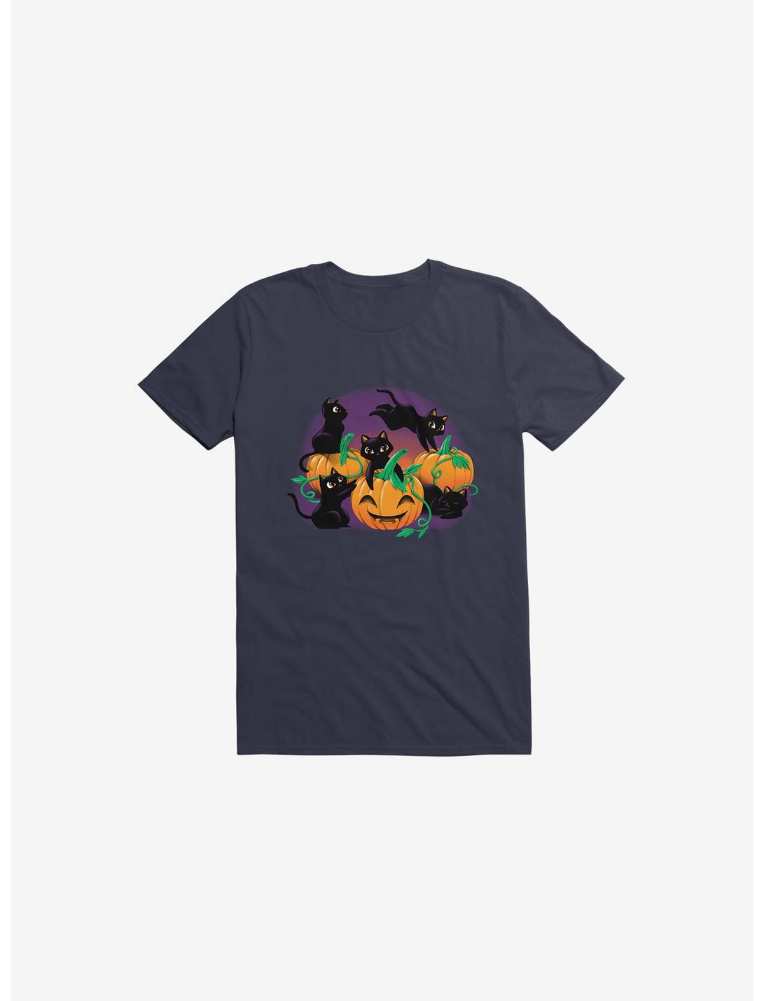 Hello Cat Halloween Navy Blue T-Shirt
