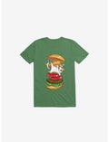 Hamburger Cat Kelly Green T-Shirt