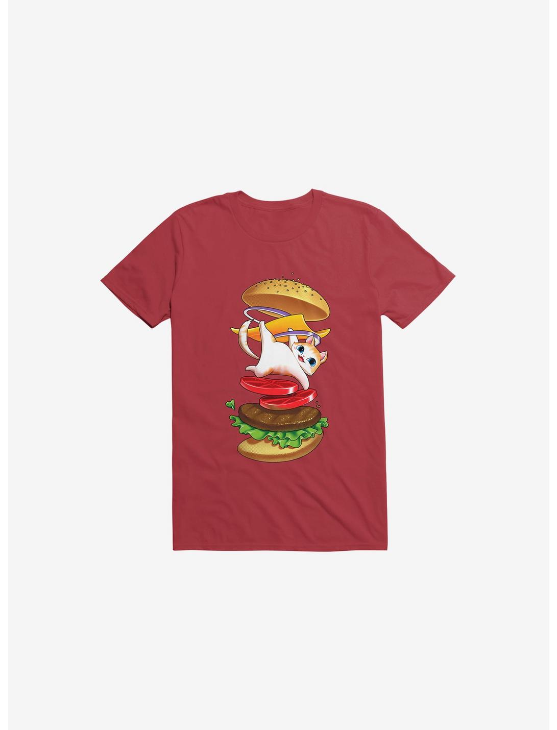 Hamburger Cat Red T-Shirt
