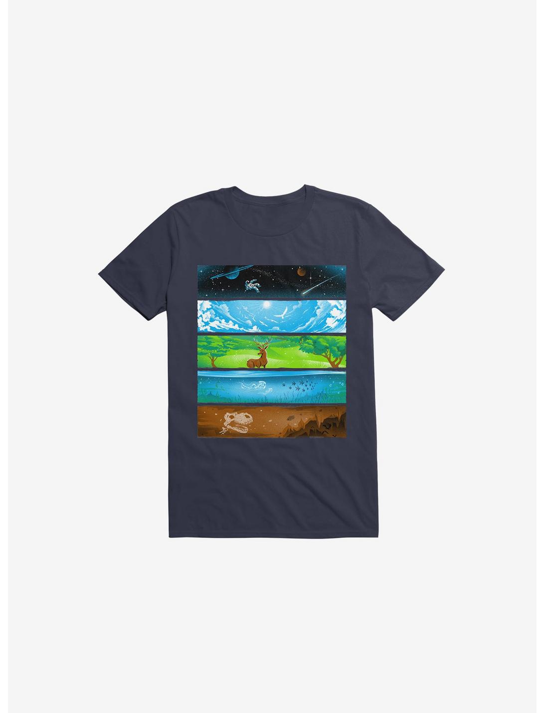 Across The Earth Navy Blue T-Shirt