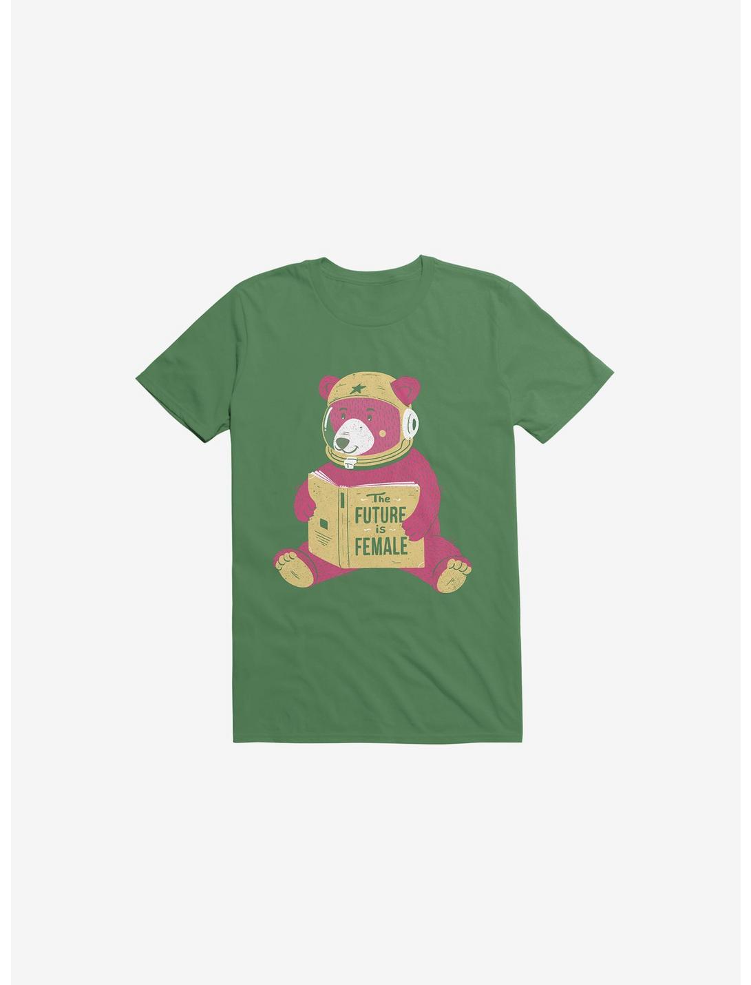 The Future Is Female Bear Astronaut Kelly Green T-Shirt