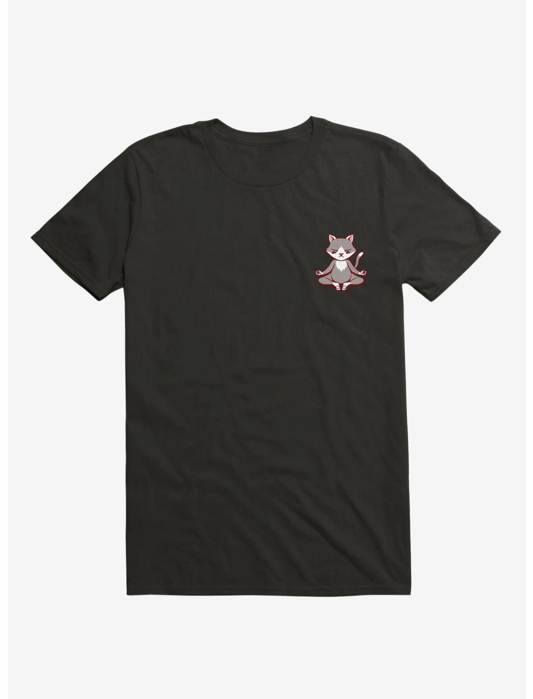 Cat Animals Meditation Zen Buddhism Black T-Shirt