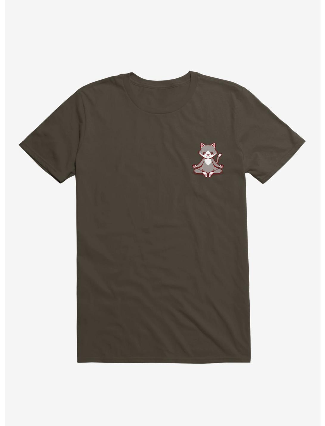 Cat Animals Meditation Zen Buddhism Brown T-Shirt