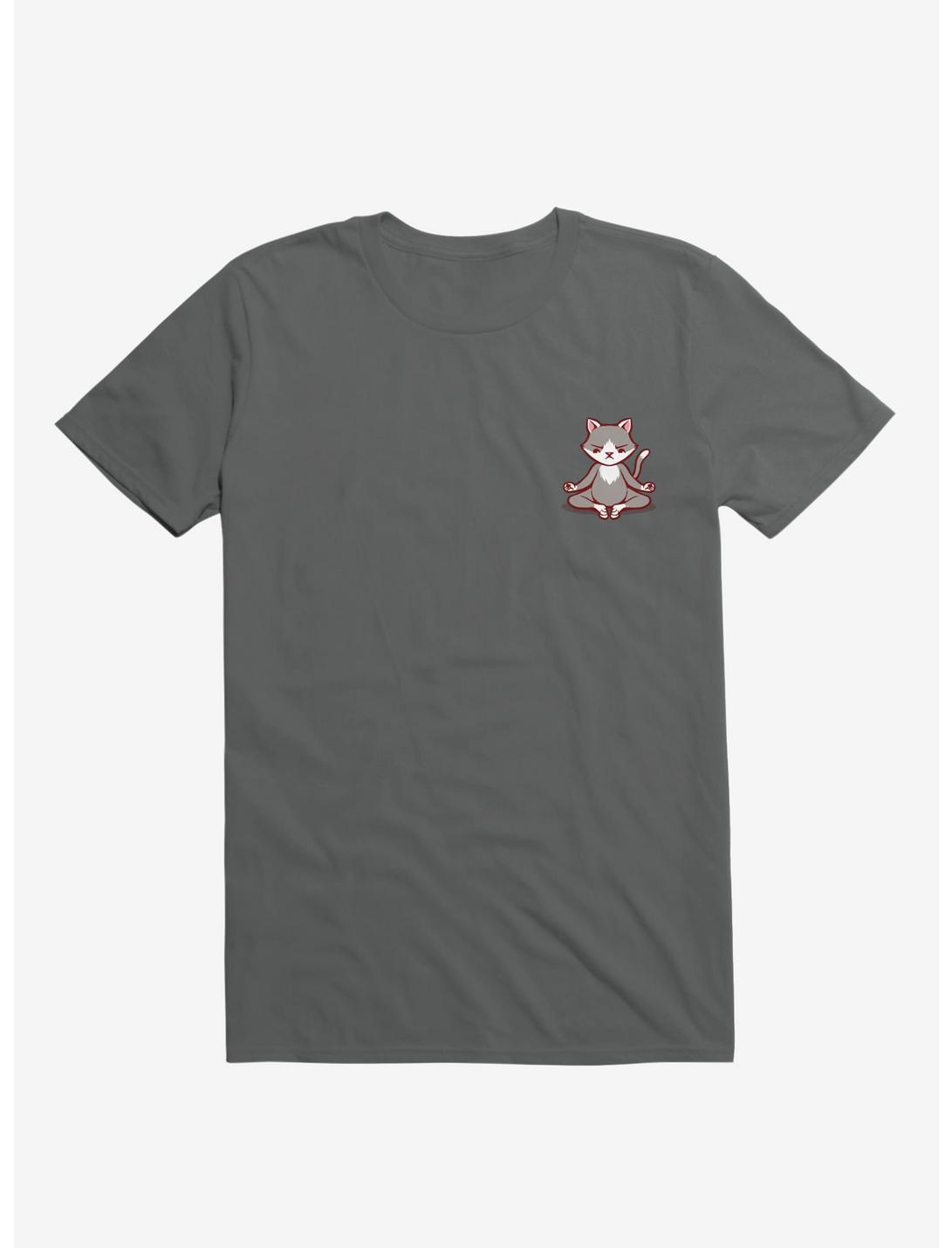 Cat Animals Meditation Zen Buddhism Charcoal Grey T-Shirt