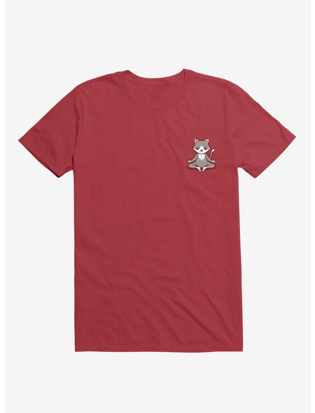 Cat Animals Meditation Zen Buddhism Red T-Shirt