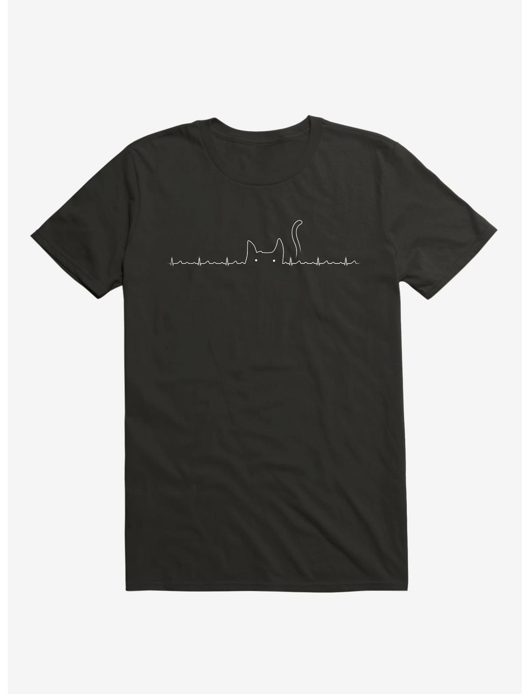Cat Line Heartline Black T-Shirt