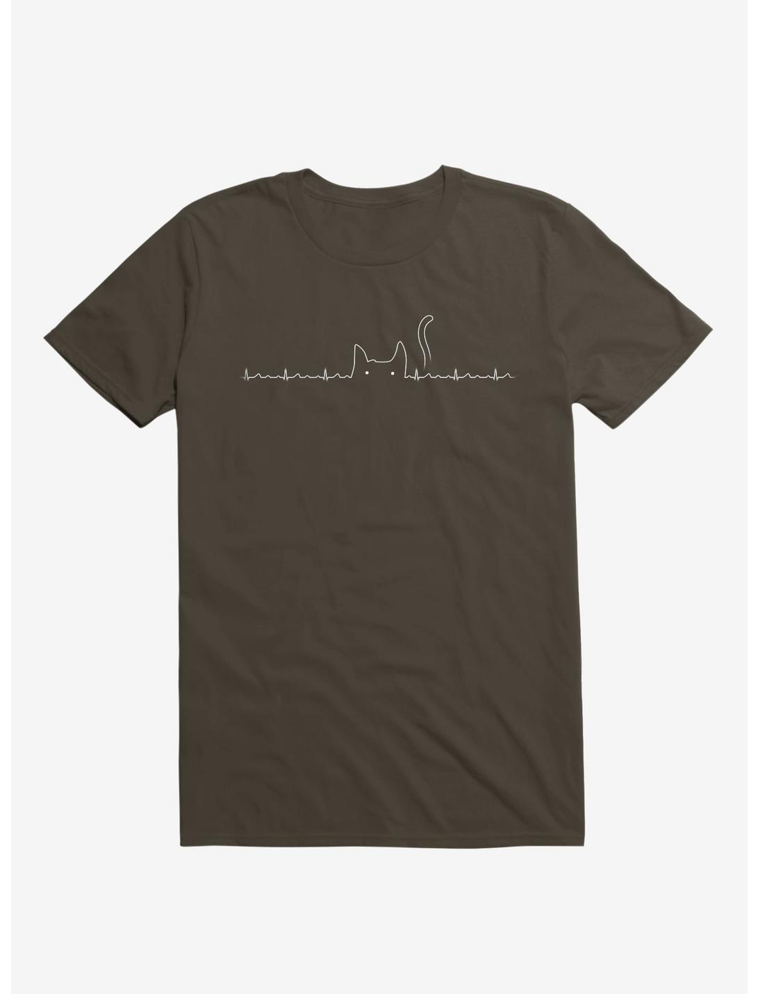 Cat Line Heartline Brown T-Shirt