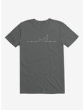 Cat Line Heartline Charcoal Grey T-Shirt