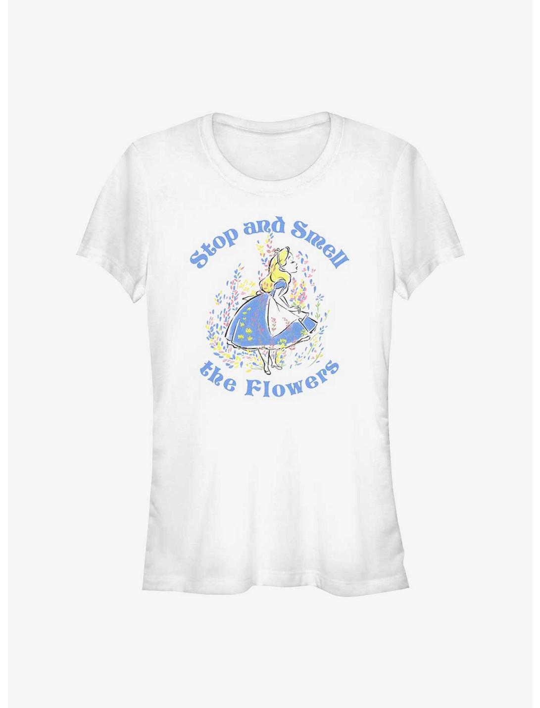 Disney Alice In Wonderland Stop And Smell The Flowers Girls T-Shirt